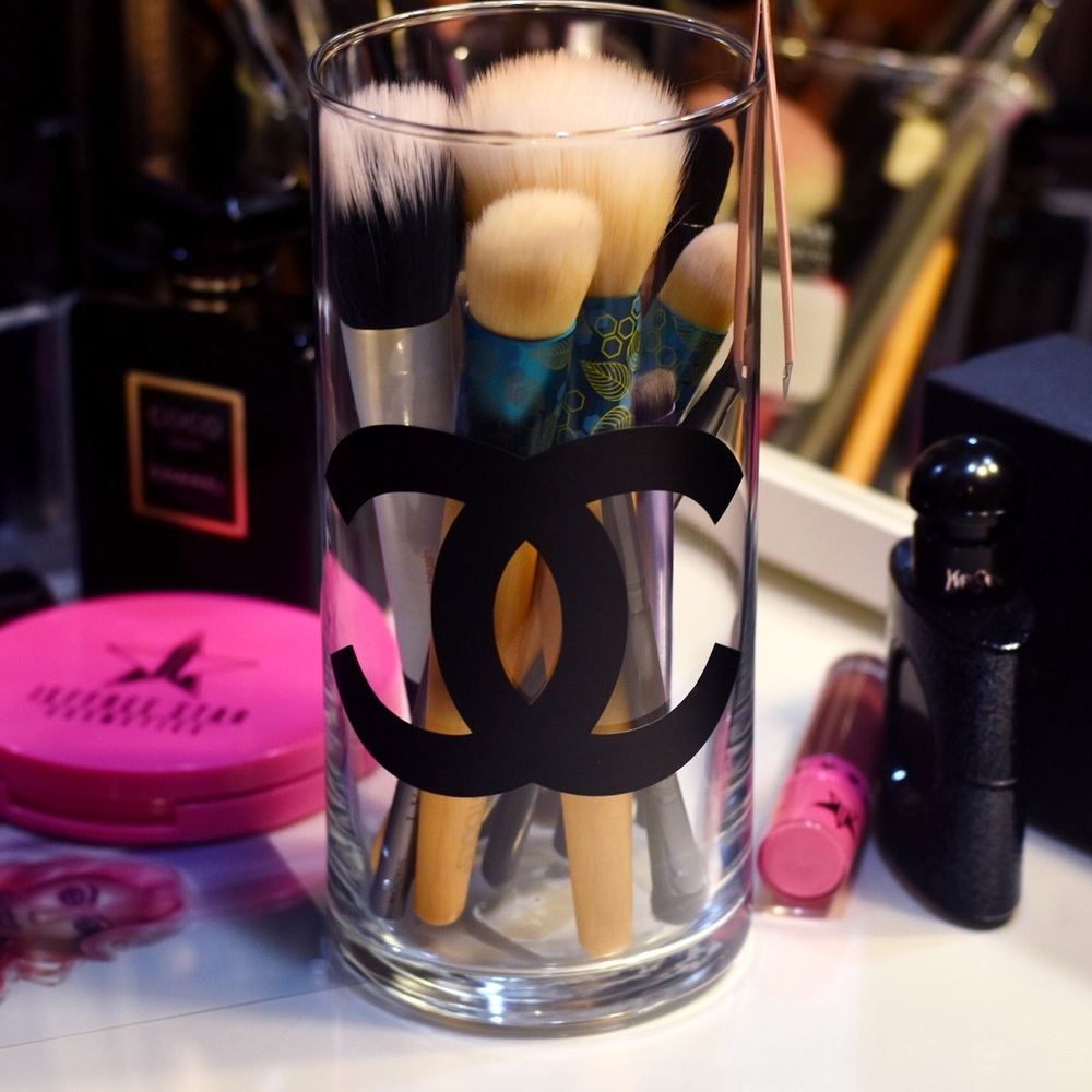 Customized Glass Makeup Brush Holder