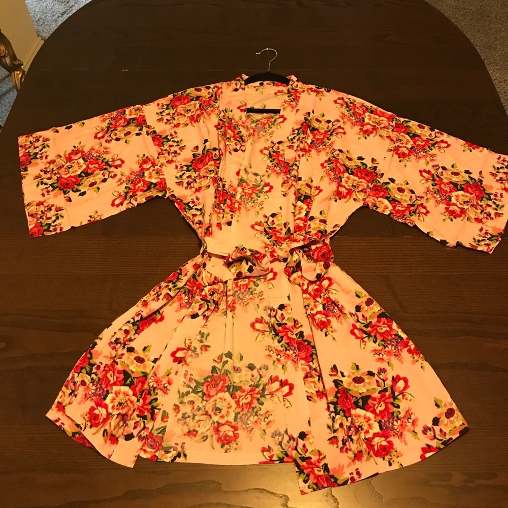 Bridesmaid robe / Floral robe. Cotton. S/XS/XXS