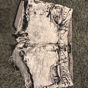 acid wash black and grey shorts
