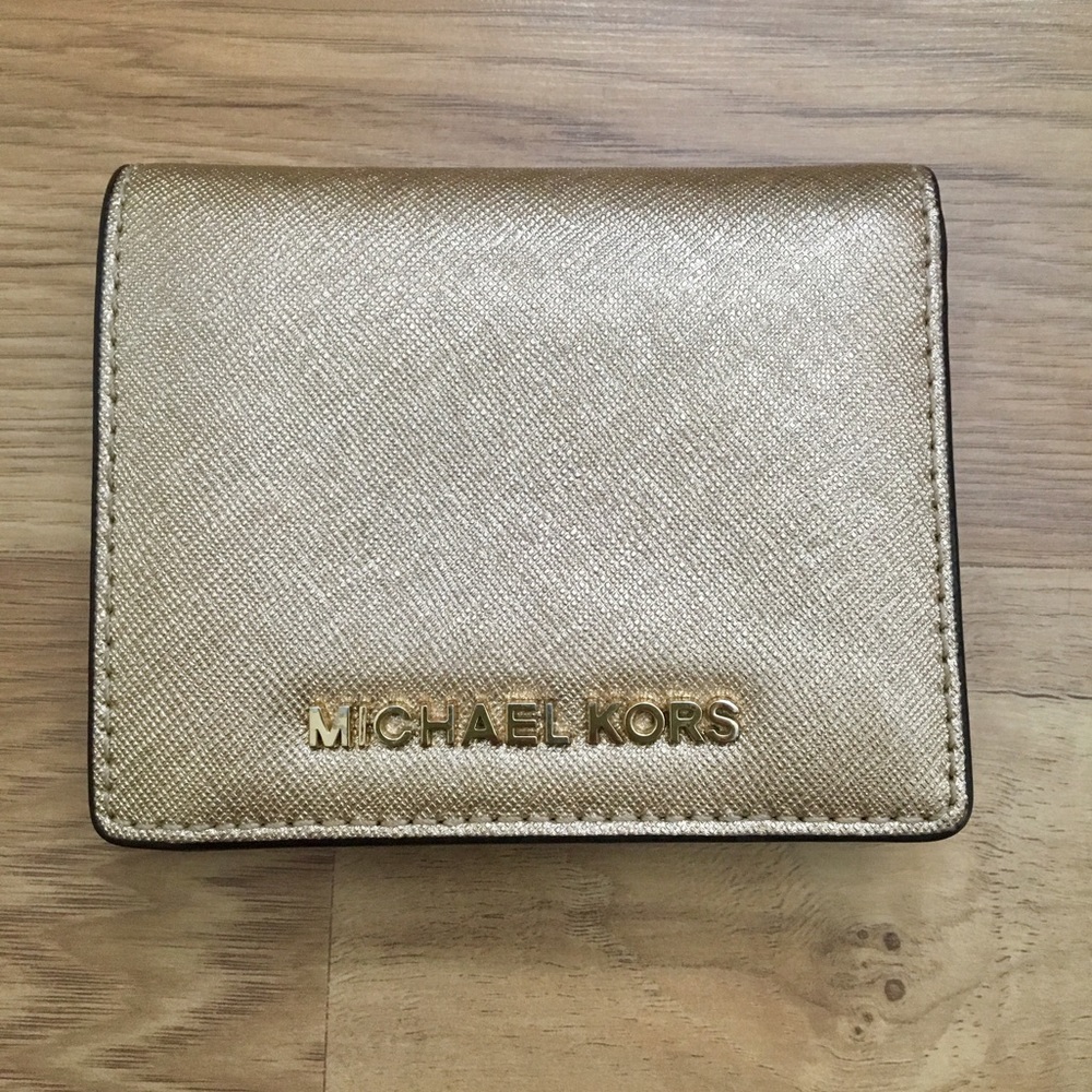 Micheal Kors Metallic Saffiano Leather Card Holder