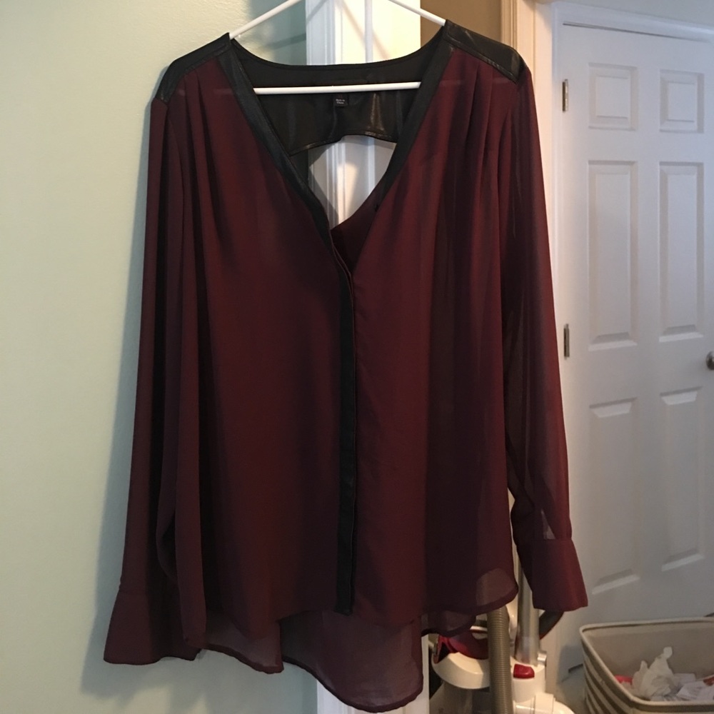 Maroon blouse with open back