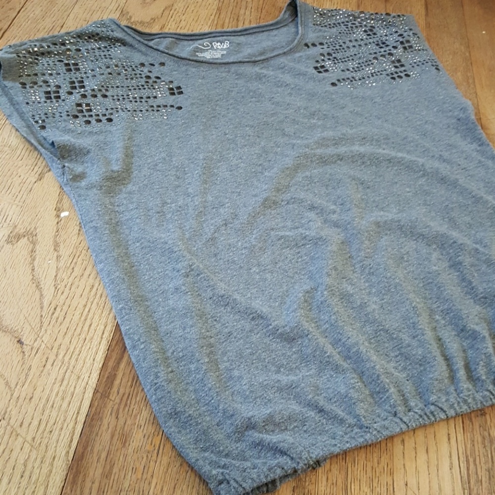 Embellished grey t-shirt with elastic waist