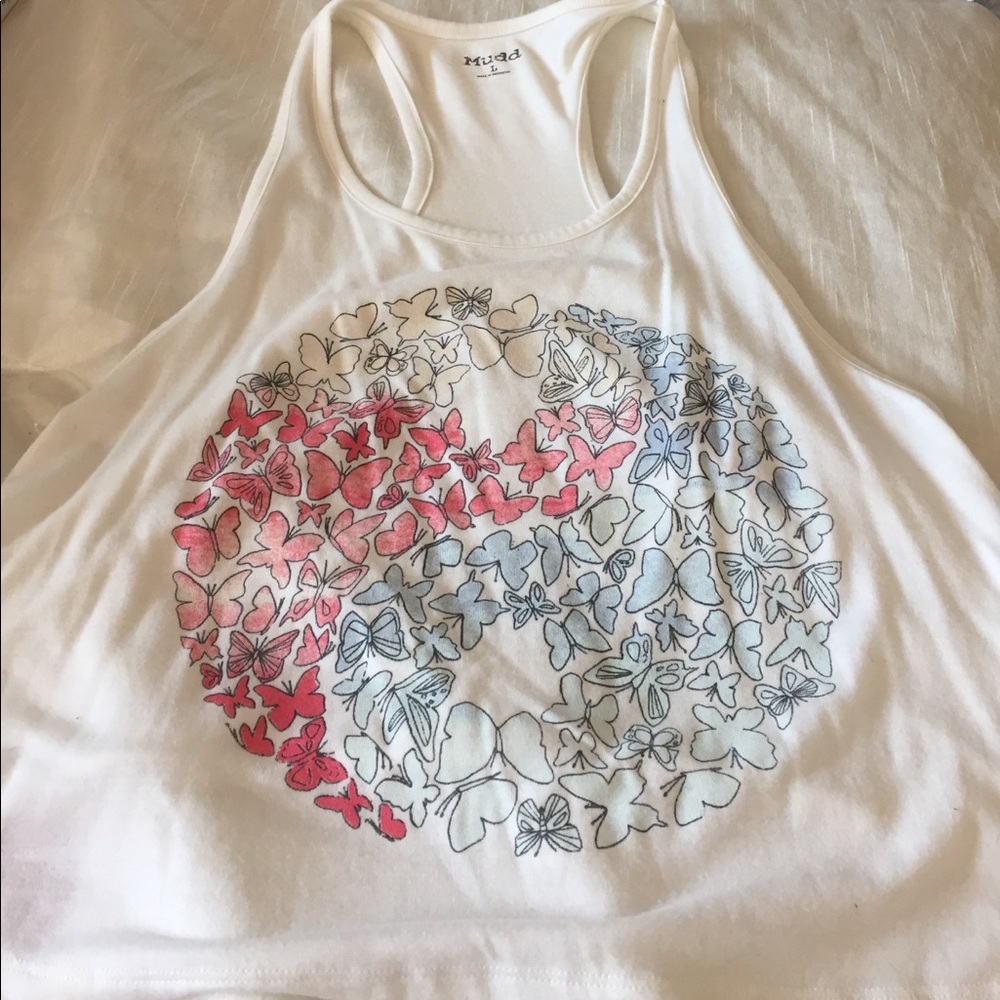 White cute tank with butterflies