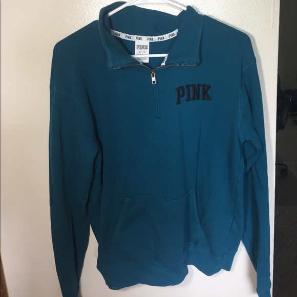 PINK Victoria's Secret Tops - Blue Victoria's Secret quarter-zip hoodie