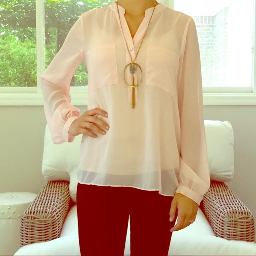 Aryn K pink button down