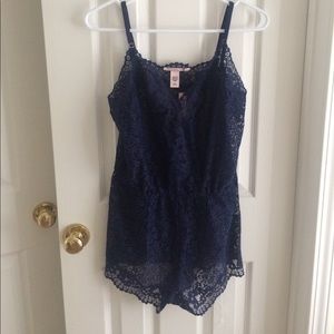 Victoria's Secret Lace Romper -Navy (M) NWT