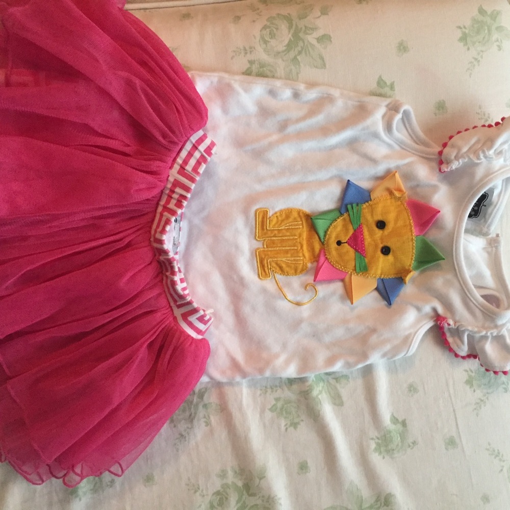 Mud Pie 2 piece set lion appliqué skirted shorts!