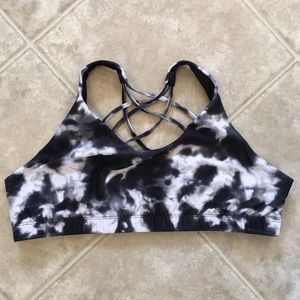 Marble cross back sports bra