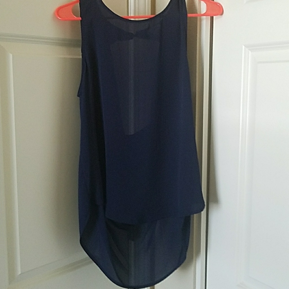 Dark blue open back tank top