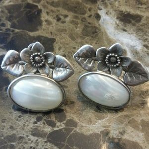 Silver Pearl Earrings Vintage