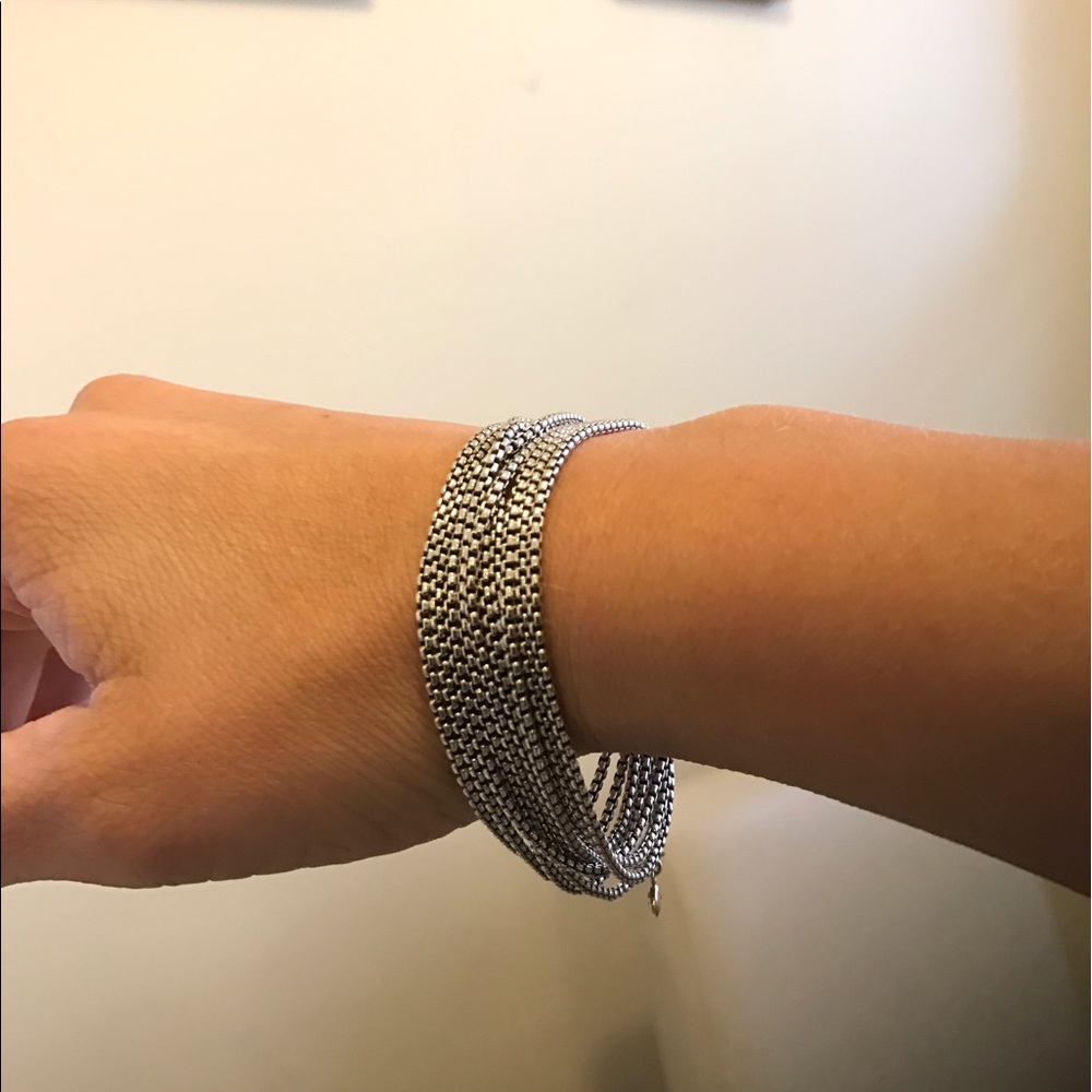 David Yurman silver box chain with gold clasp