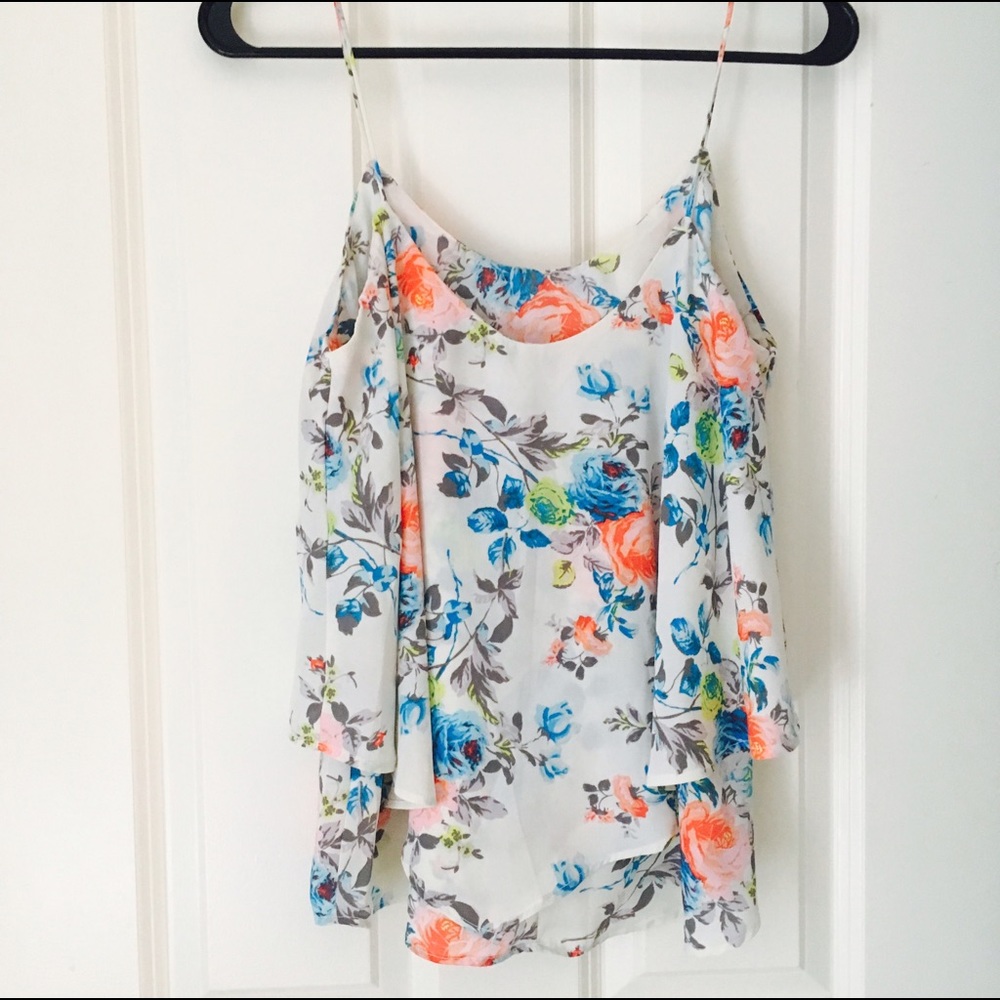 Floral Spaghetti Strap Tank Top - Picture 2 of 4