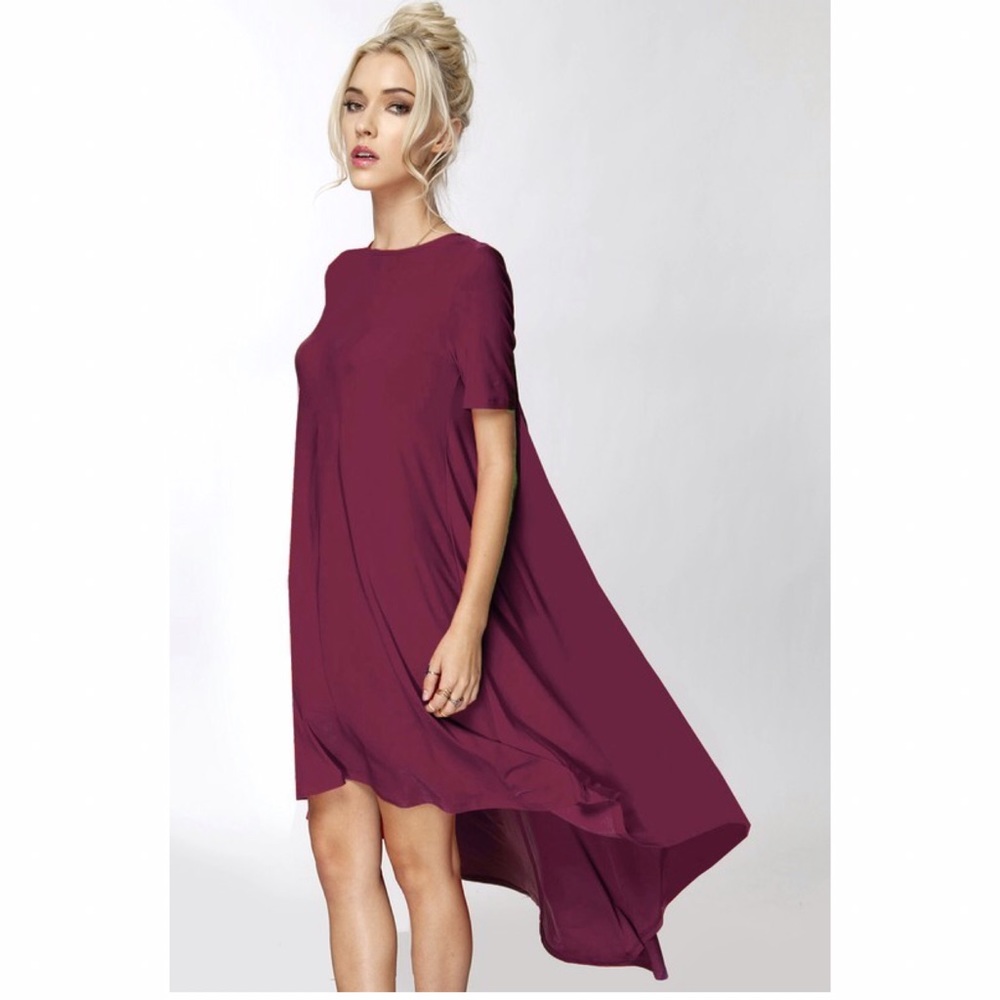 Burgundy high low dress