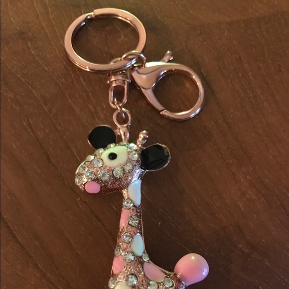 Pink Polka Giraffe Key Chain - Picture 2 of 2