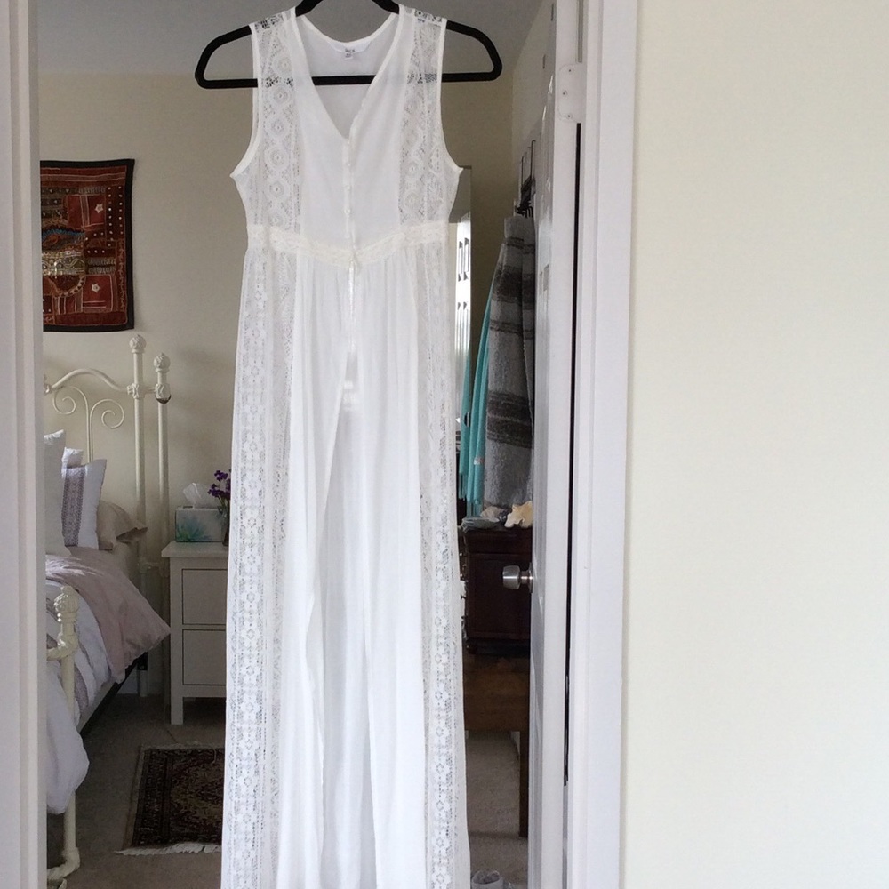 White flowy half button tunic