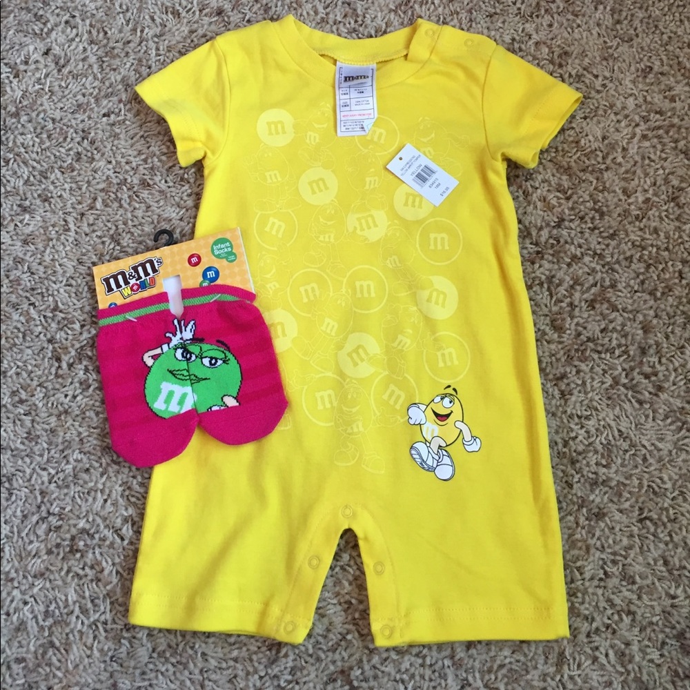 M&M Brand Romper & Socks NWT