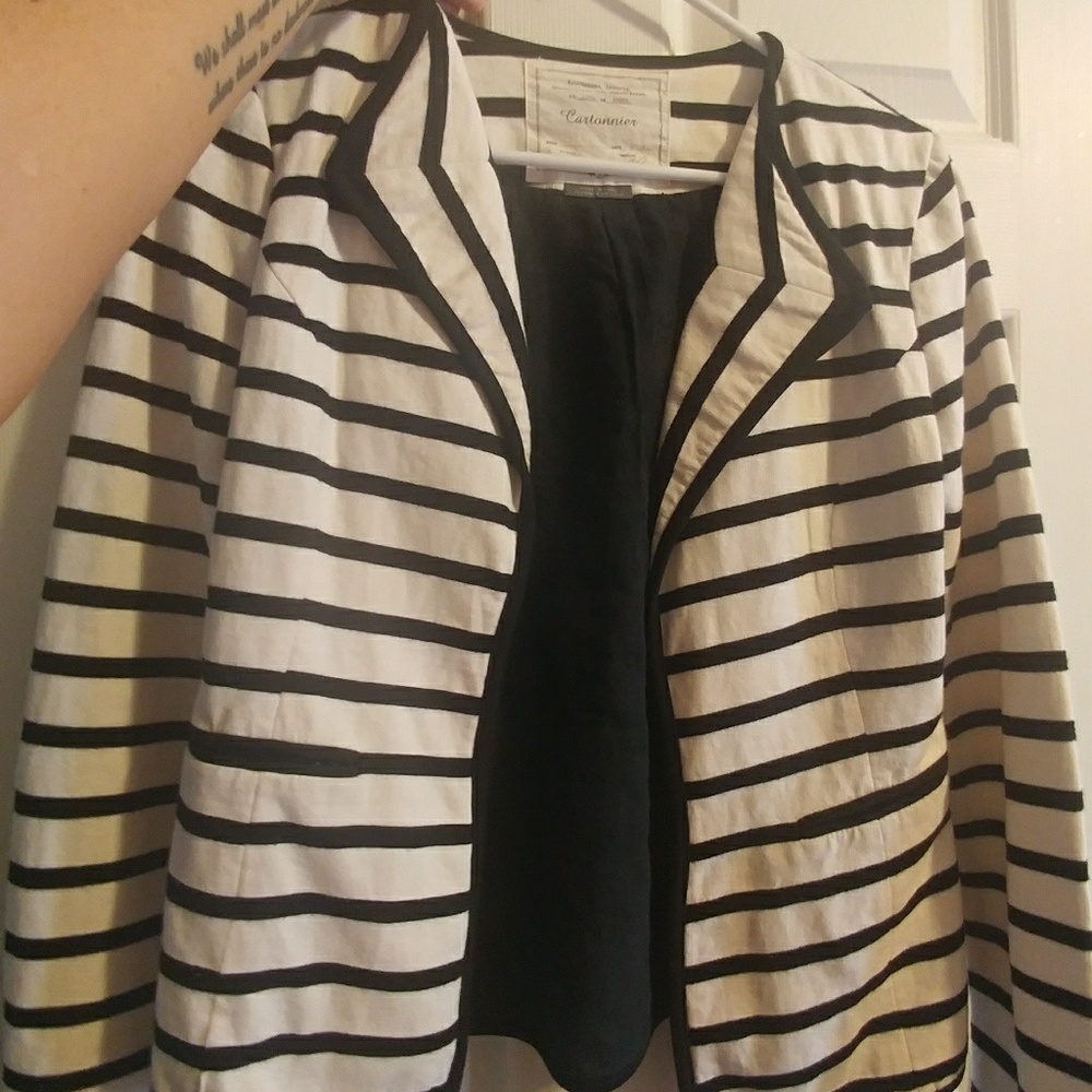 Cartonnier black and white cotton blazer