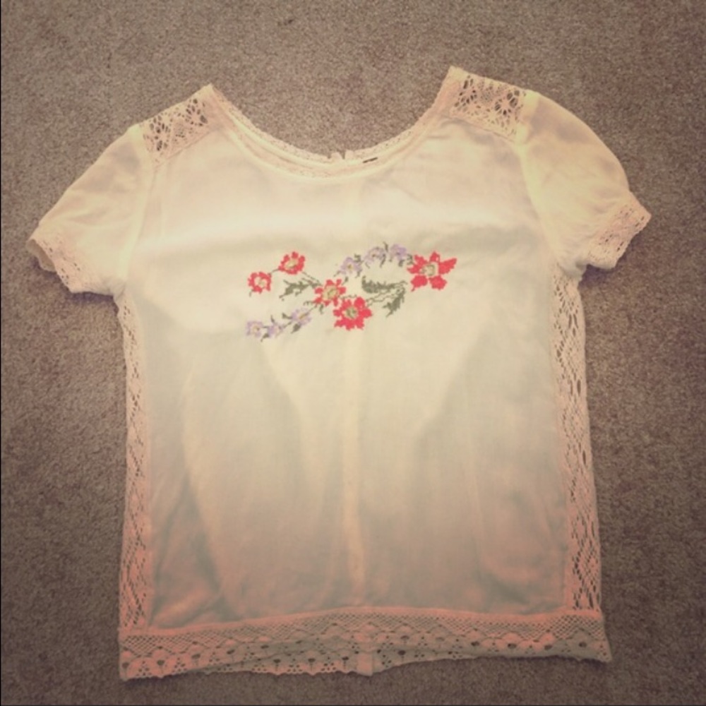 Embroidered free people blouse