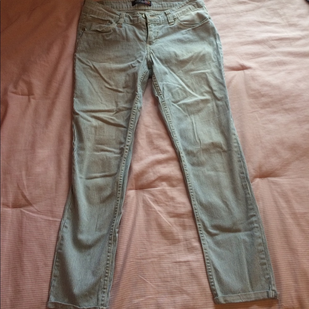 Nautical blue & white striped faded, jeans