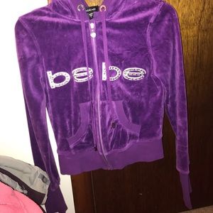 Bebe purple velour zip up