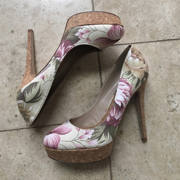 Aldo Shoes - EUC Aldo floral & cork pumps