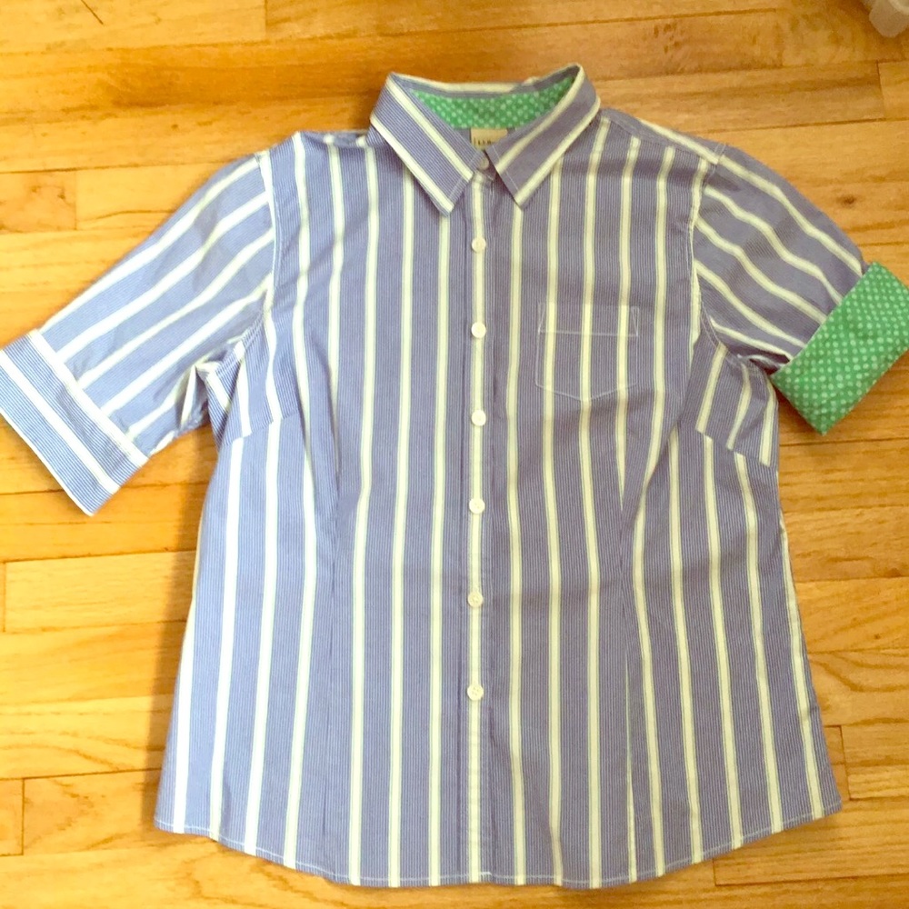 LL Bean Button Down + polka dot cuff (optional)