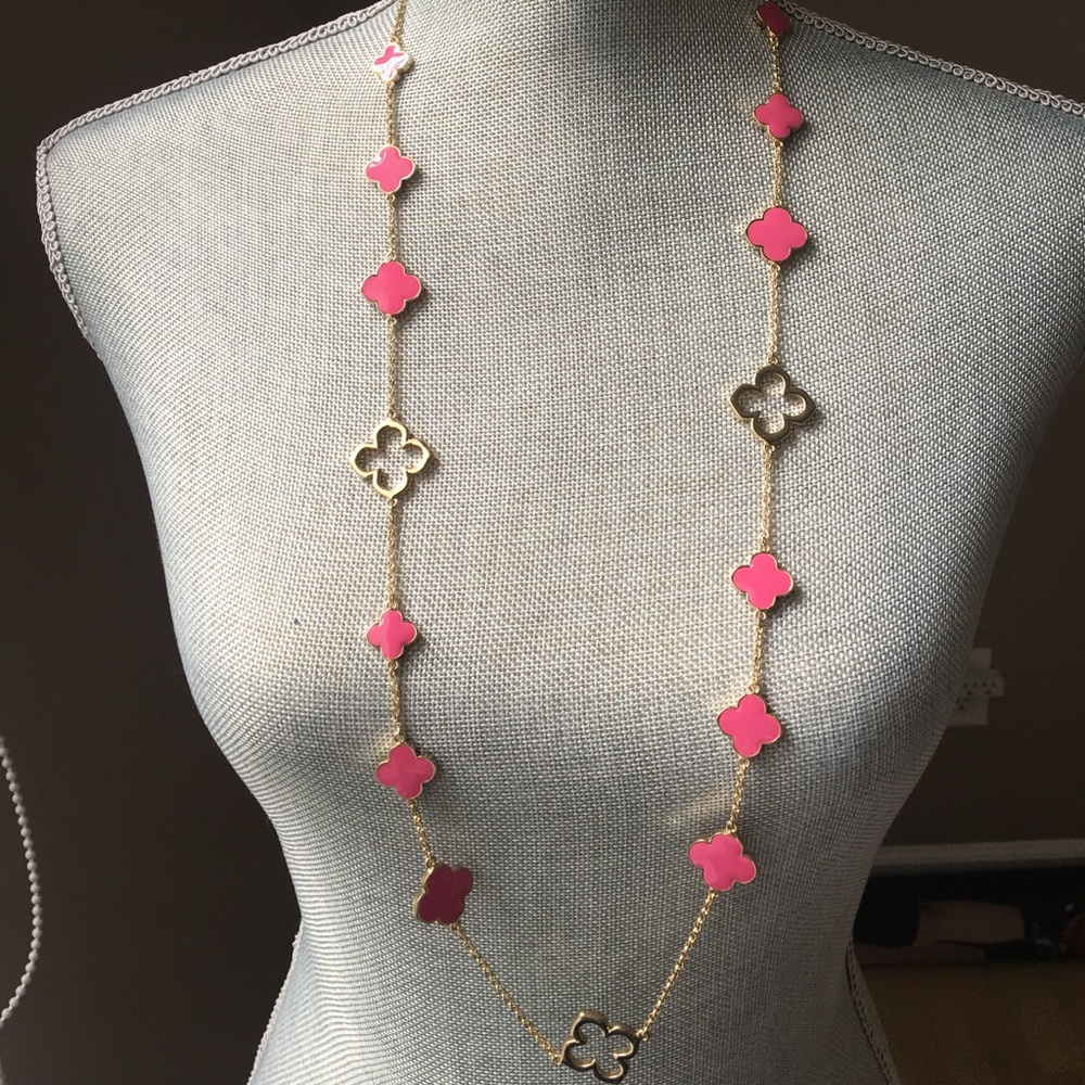 NWOT pink & gold long necklace