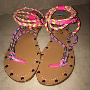 colorful tie up sandals