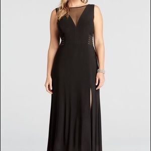 Full length black gown with thigh high slit