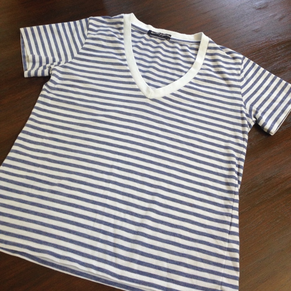 Brandy Melville Striped Blue/White Crop T-Shirt