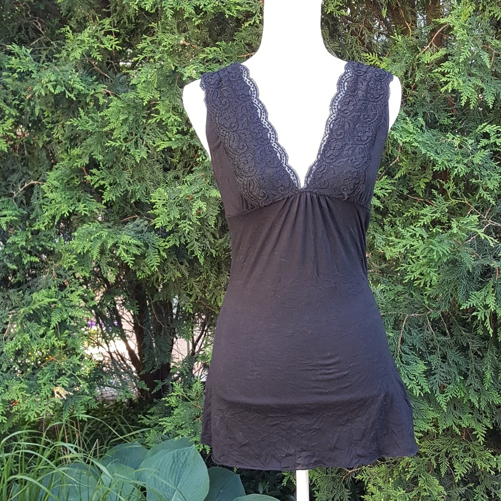 Black lace v-neck tank top from Charlotte Russe- M