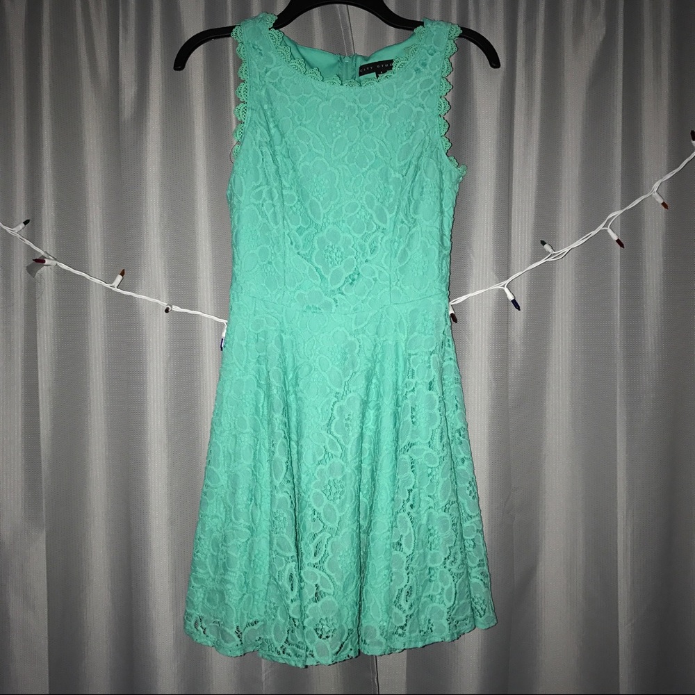 Lace teal girls dress