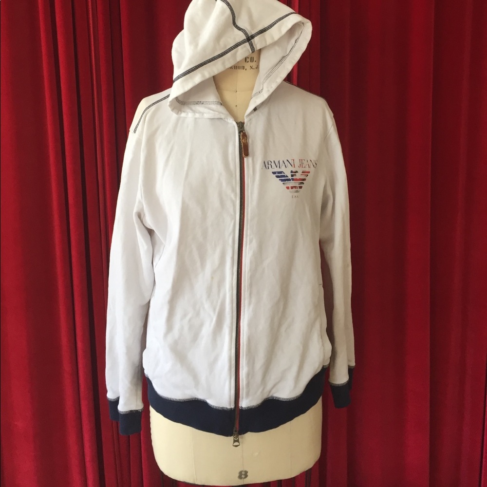Armani jeans white hoodie