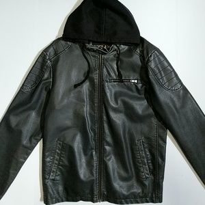 Helix Leather Jacket with Hood