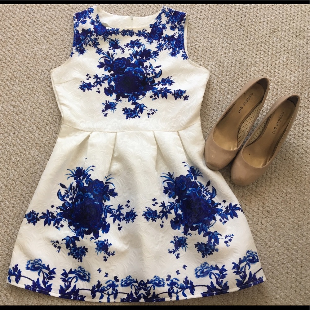 White and blue summer dress