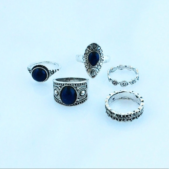 5pc Boho Style Midi Ring Set - Picture 4 of 4