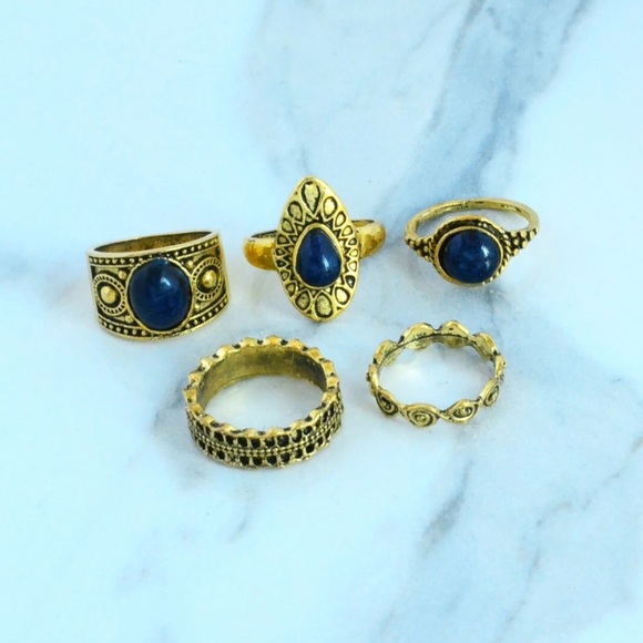 5pc Boho Style Midi Ring Set - Picture 3 of 4