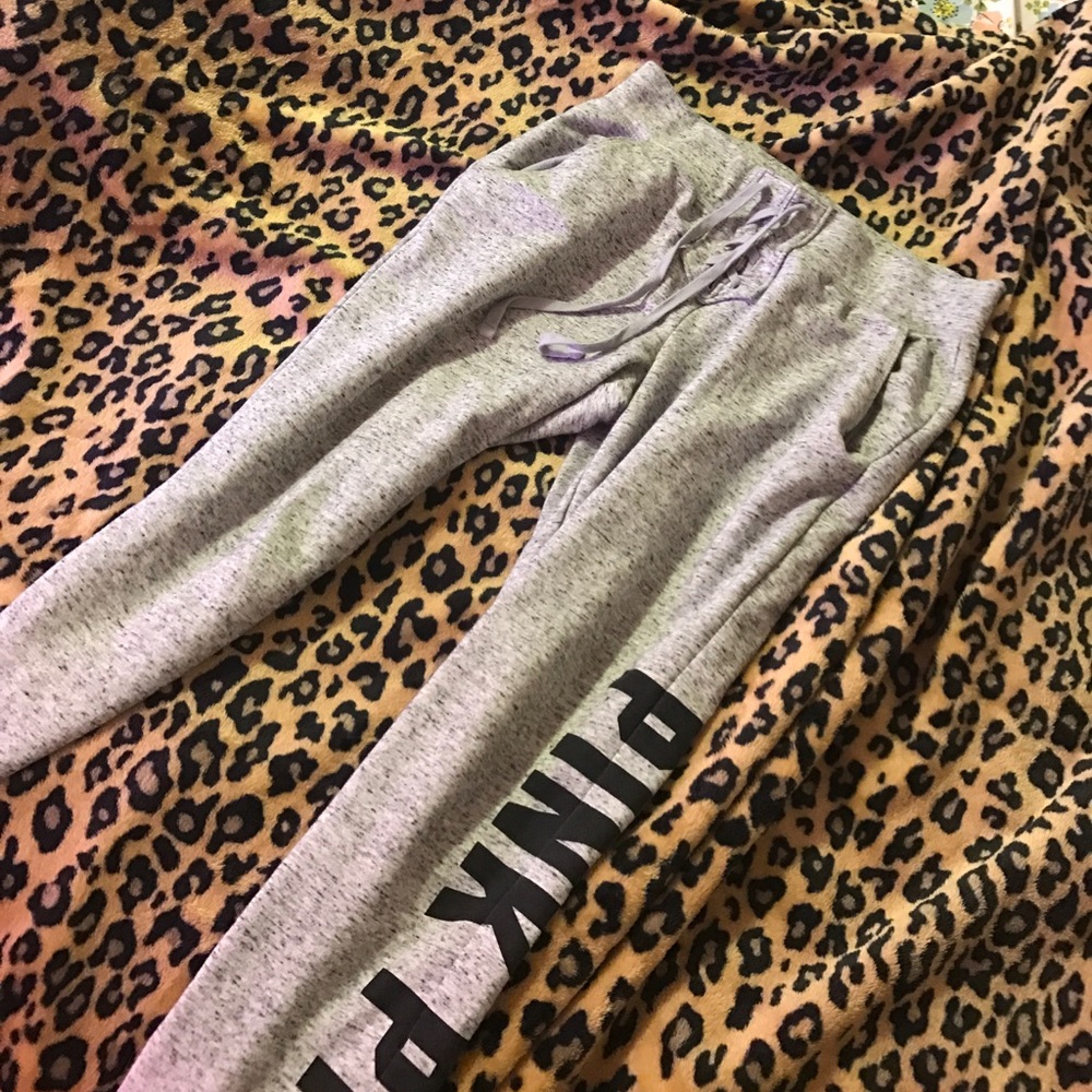 PINK lace up skinny sweat pant