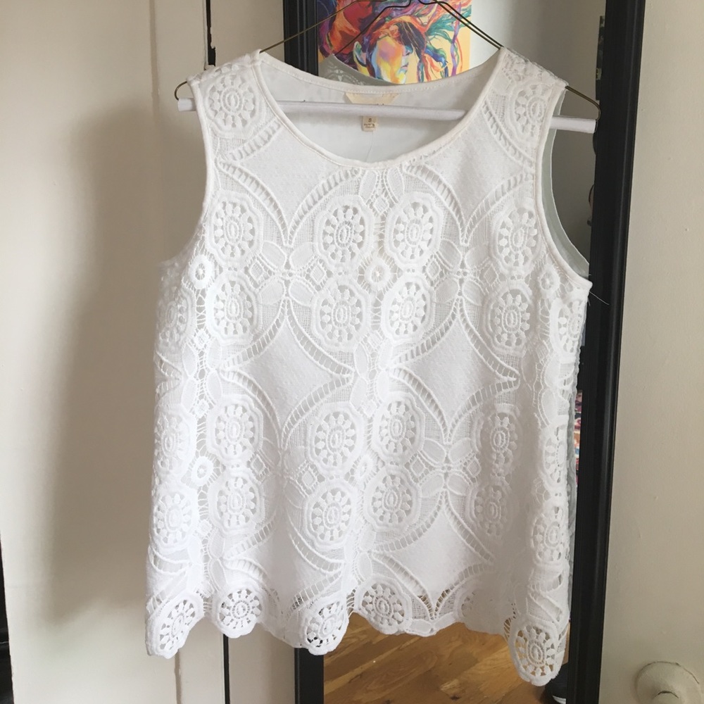 White Crochet Sleeveless Top
