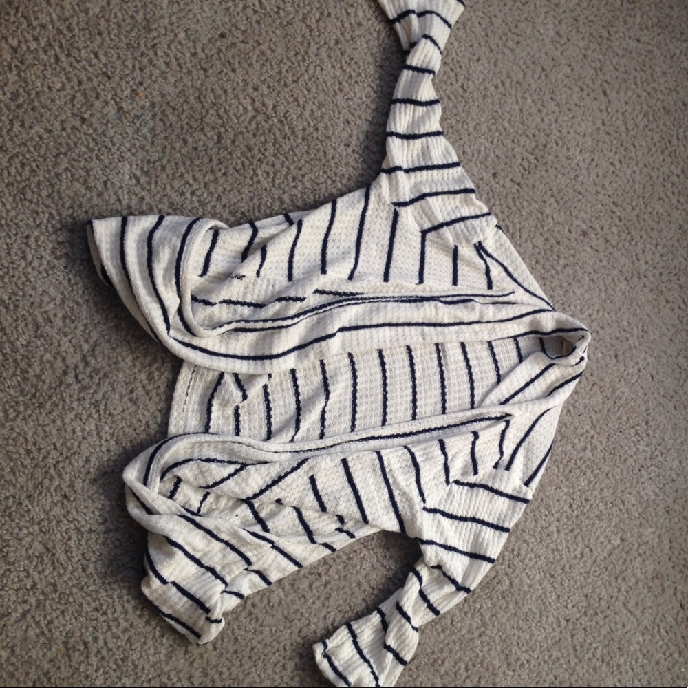 Navy and white striped boutique cardigan