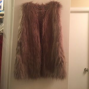 Fur tunic length vest