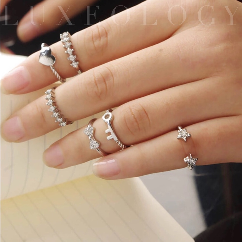 6pc Keys to My Heart Midi Ring Set