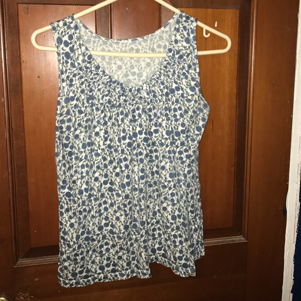 Blue and White Floral Tank Top