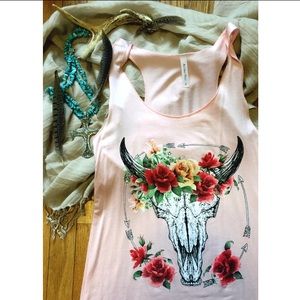 ❌ SOLD OUT ❌ Floral Cow Skull Graphic Tank NWOT.