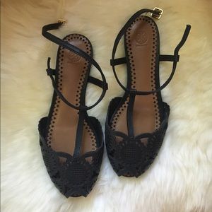 Tory Burch Alexa Peep Toe Flats - EUC