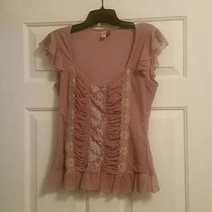 Mauve pink ruffle top