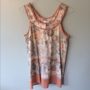 Peach floral sleeveless blouse
