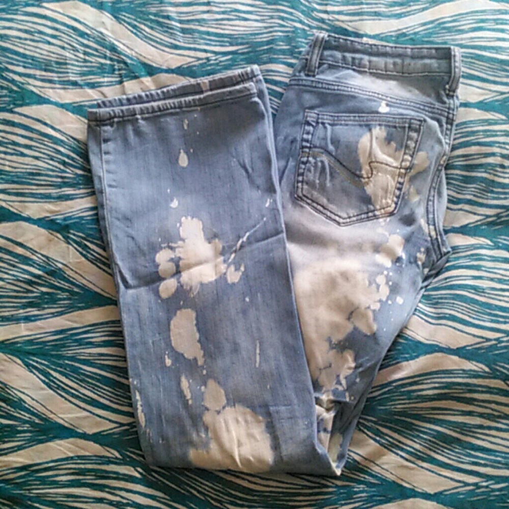 Bleached and Distressed Machine Jeans