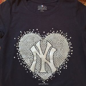 ⚾️NY⚾️t-shirt⚾️6-6x⚾️navy&silver⚾️