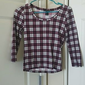 Deep red plaid crop top